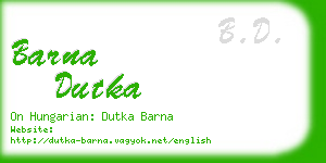 barna dutka business card
